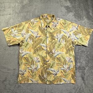 Tori Richard XXL Hawaiian Shirt Cotton Lawn Tropical Floral Yellow Men Button